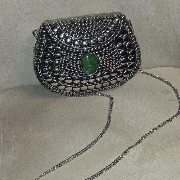 Ramla Studded Silver Women's Clutch - Picture 6 of 6